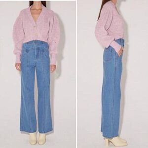 Magali Pascal Sienna Cropped Rib Knit Chunky Cardigan Anthropologie size XS